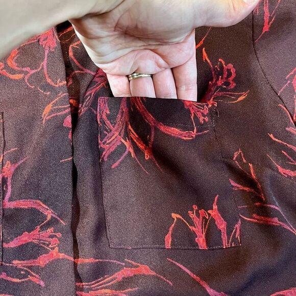 a new day Red Button Up Floral Shirt Size Small - Picture 7 of 11